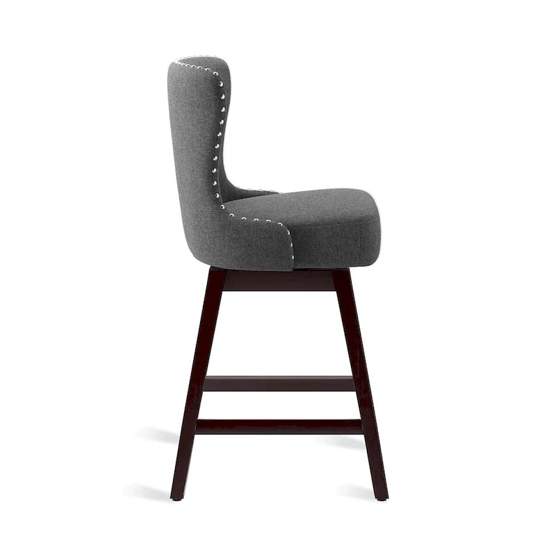 Swivel Bar Stool with Upholstered Seat and Nailhead Detail 19