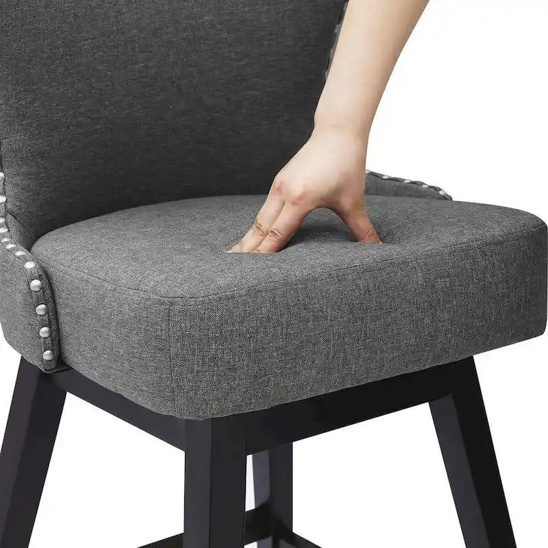 Swivel Bar Stool with Upholstered Seat and Nailhead Detail 24