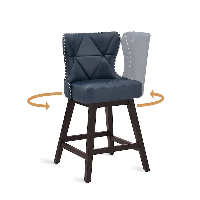 Swivel Bar Stool with Upholstered Seat and Nailhead Detail 26