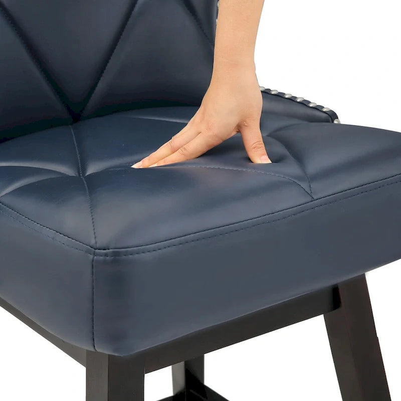 Swivel Bar Stool with Upholstered Seat and Nailhead Detail 28