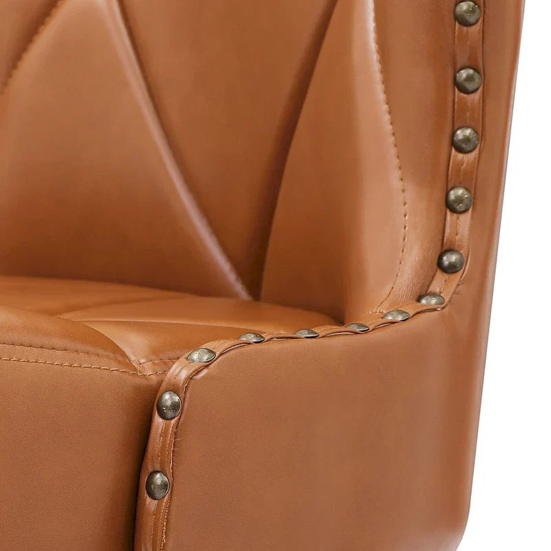 Swivel Bar Stool with Upholstered Seat and Nailhead Detail 29