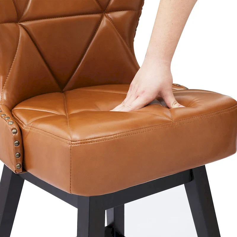 Swivel Bar Stool with Upholstered Seat and Nailhead Detail 31