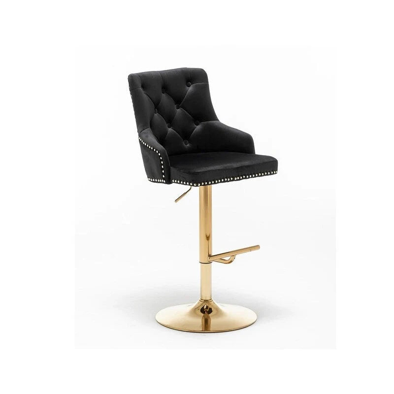 Set of 2 Adjustable Swivel Bar Stools with Gold Base by Best Master Furniture 4