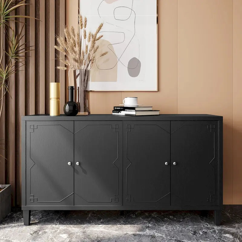 4-Door Wooden Accent Cabinet - Sideboard Buffet Server 11