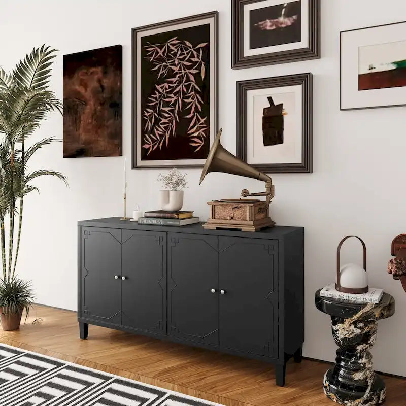 4-Door Wooden Accent Cabinet - Sideboard Buffet Server 4