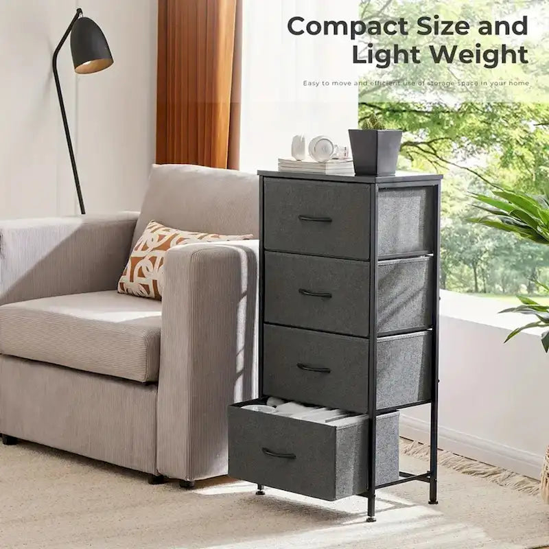 4-Drawer Fabric Dresser for Bedroom - Tall Storage Organizer for Clothing, Closet, Kids' Room, and Cabinet 2