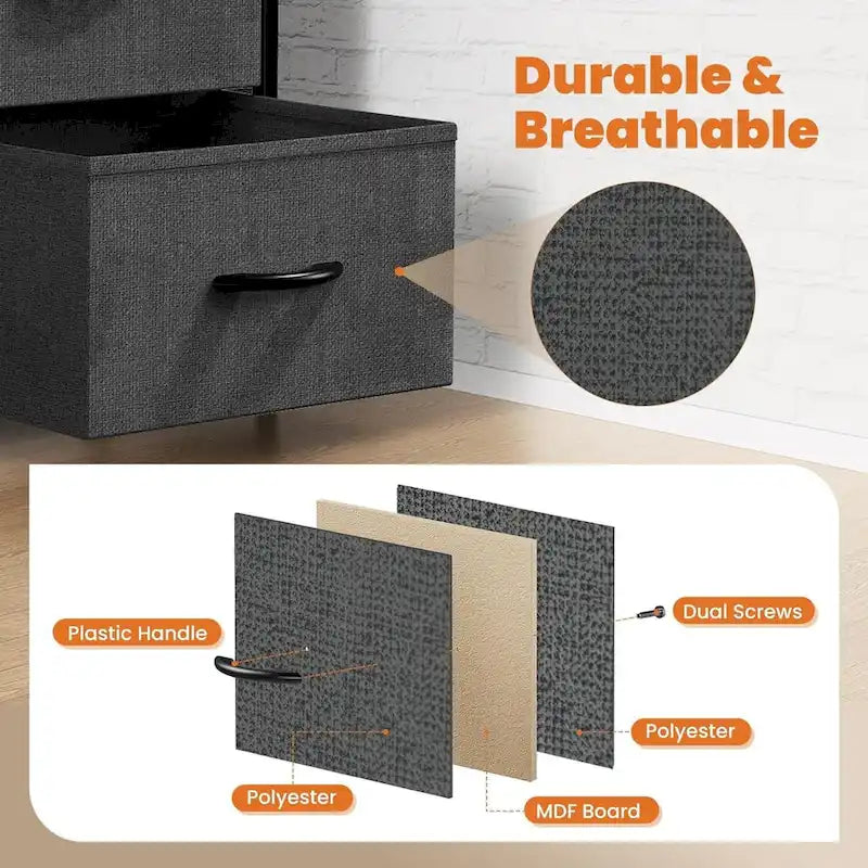 4-Drawer Fabric Dresser for Bedroom - Tall Storage Organizer for Clothing, Closet, Kids' Room, and Cabinet 3