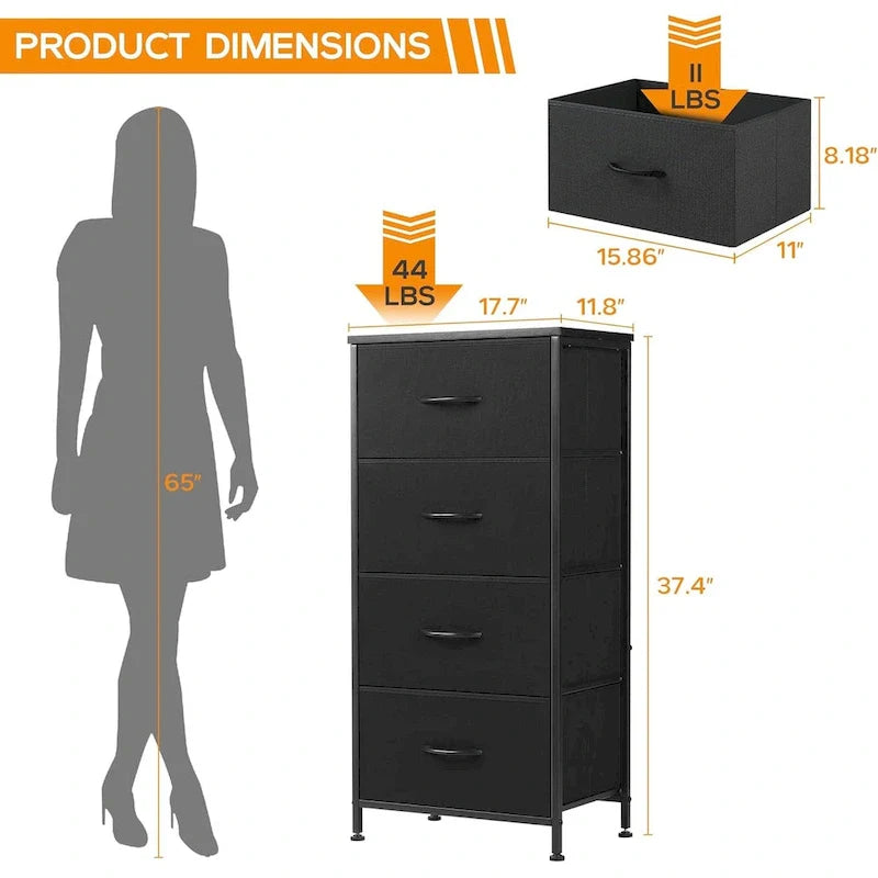 4-Drawer Fabric Dresser for Bedroom - Tall Storage Organizer for Clothing, Closet, Kids' Room, and Cabinet 11