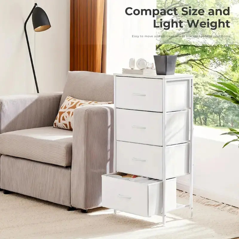 4-Drawer Fabric Dresser for Bedroom - Tall Storage Organizer for Clothing, Closet, Kids' Room, and Cabinet 12