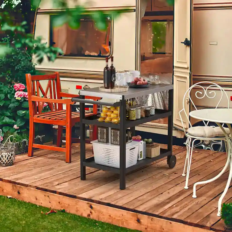 Portable Kitchen Island Grill Cart for Patios 2