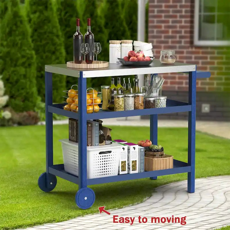 Portable Kitchen Island Grill Cart for Patios 4