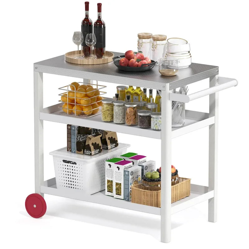 Portable Kitchen Island Grill Cart for Patios 12