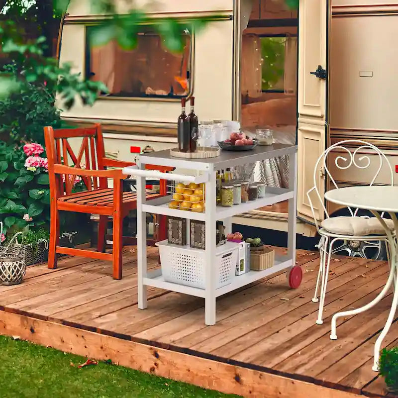 Portable Kitchen Island Grill Cart for Patios 15
