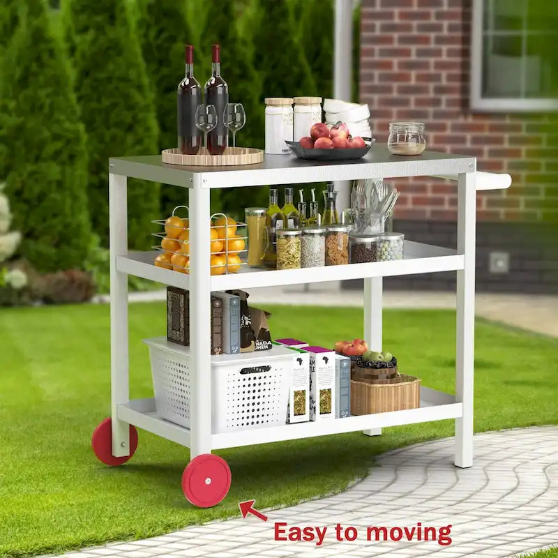 Portable Kitchen Island Grill Cart for Patios 16