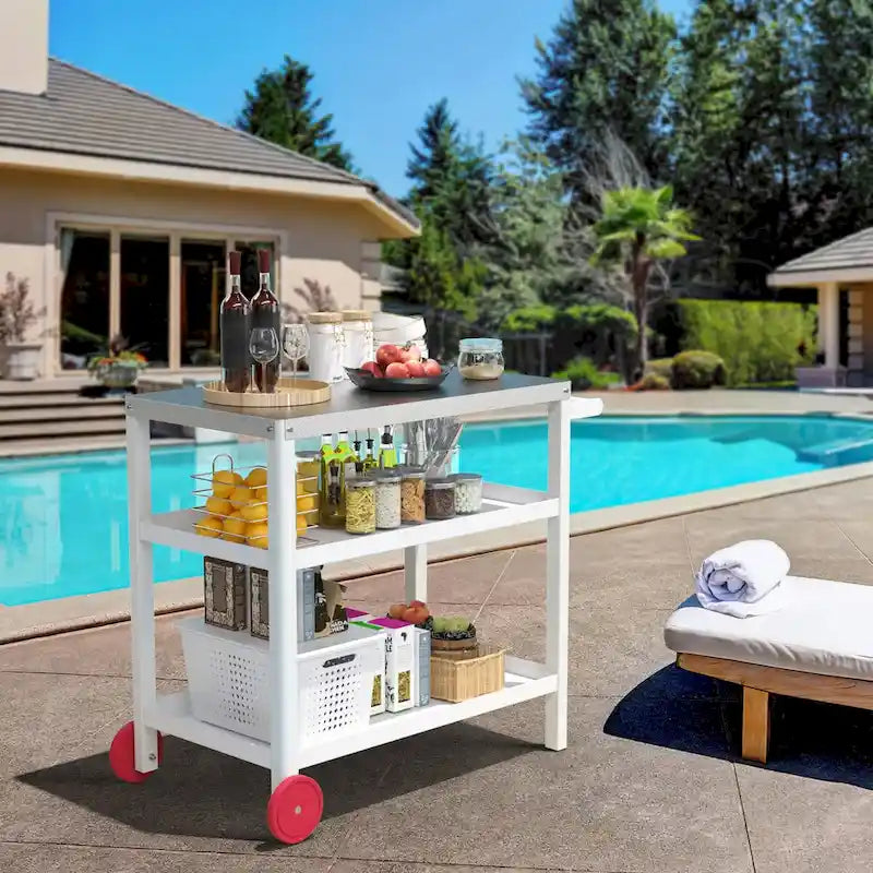 Portable Kitchen Island Grill Cart for Patios 17