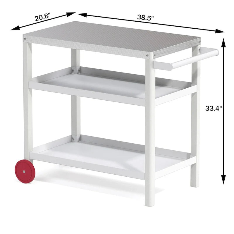Outdoor Prep Cart with Stainless Steel Top Shelves and Wheels 18