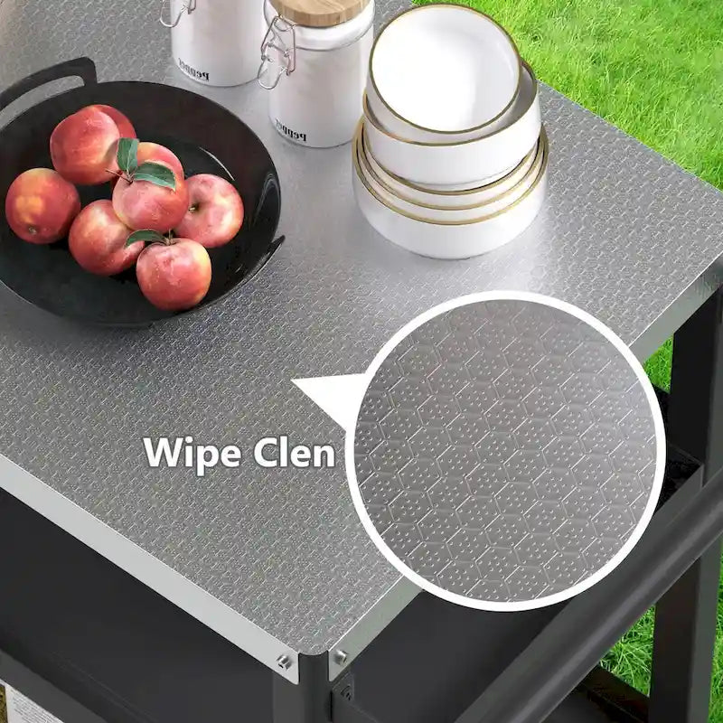 Portable Kitchen Island Grill Cart for Patios 22