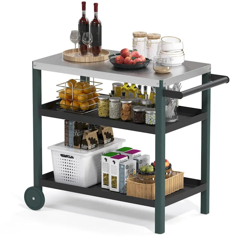 Portable Kitchen Island Grill Cart for Patios 23