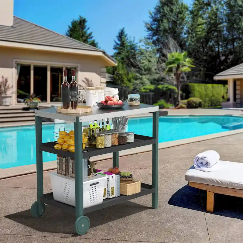 Portable Kitchen Island Grill Cart for Patios 25