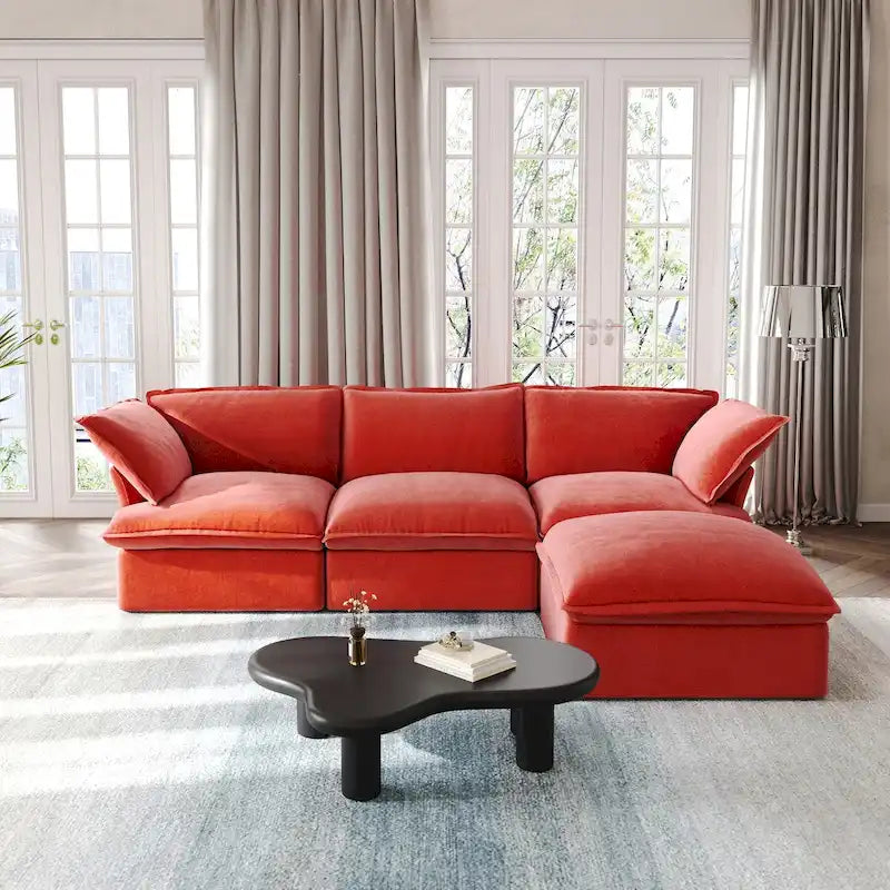 Modern L-Shaped Sectional Sofa with Chaise Ottoman - Deep and Comfortable Modular Design 36