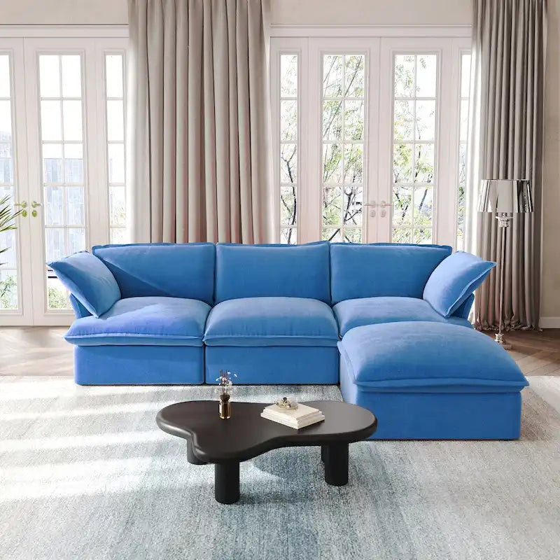 Modern L-Shaped Sectional Sofa with Chaise Ottoman - Deep and Comfortable Modular Design 38