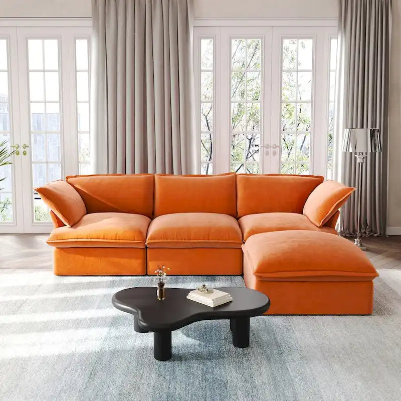 Modern L-Shaped Sectional Sofa with Chaise Ottoman - Deep and Comfortable Modular Design 3