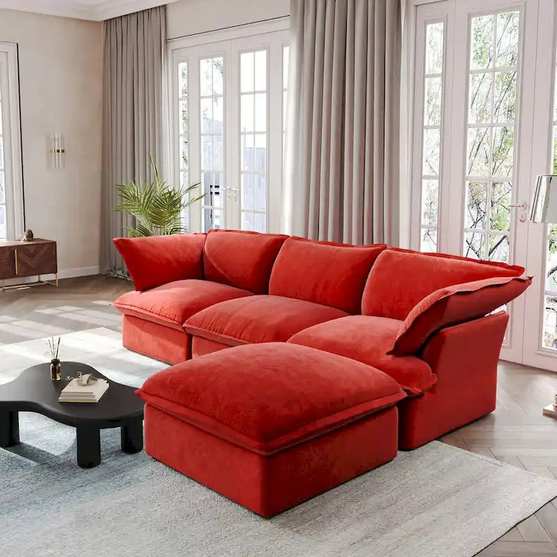 Modern L-Shaped Sectional Sofa with Chaise Ottoman - Deep and Comfortable Modular Design 5