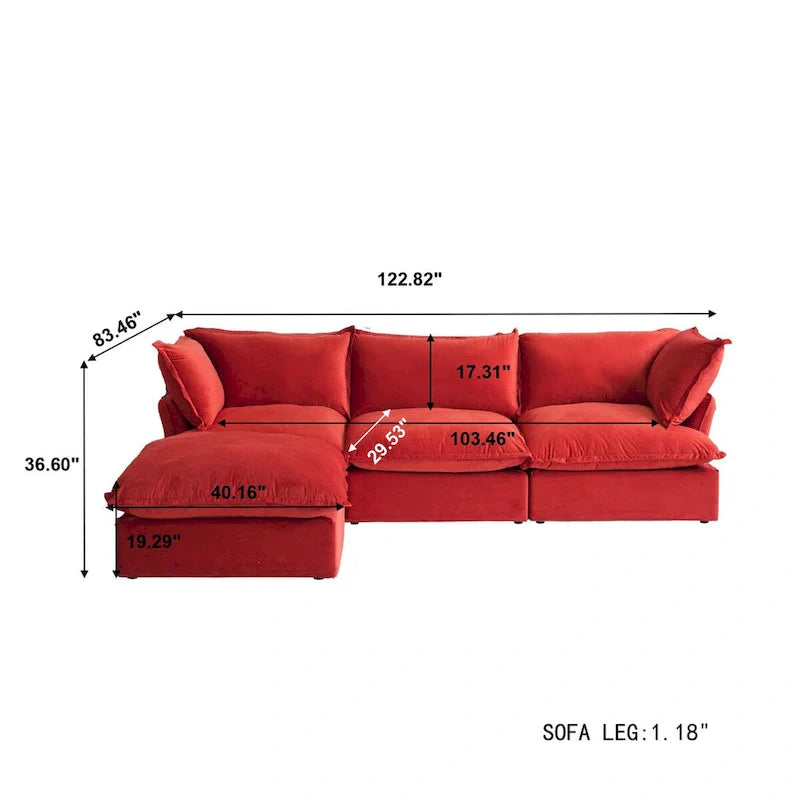 Modern L-Shaped Sectional Sofa with Chaise Ottoman - Deep and Comfortable Modular Design 15