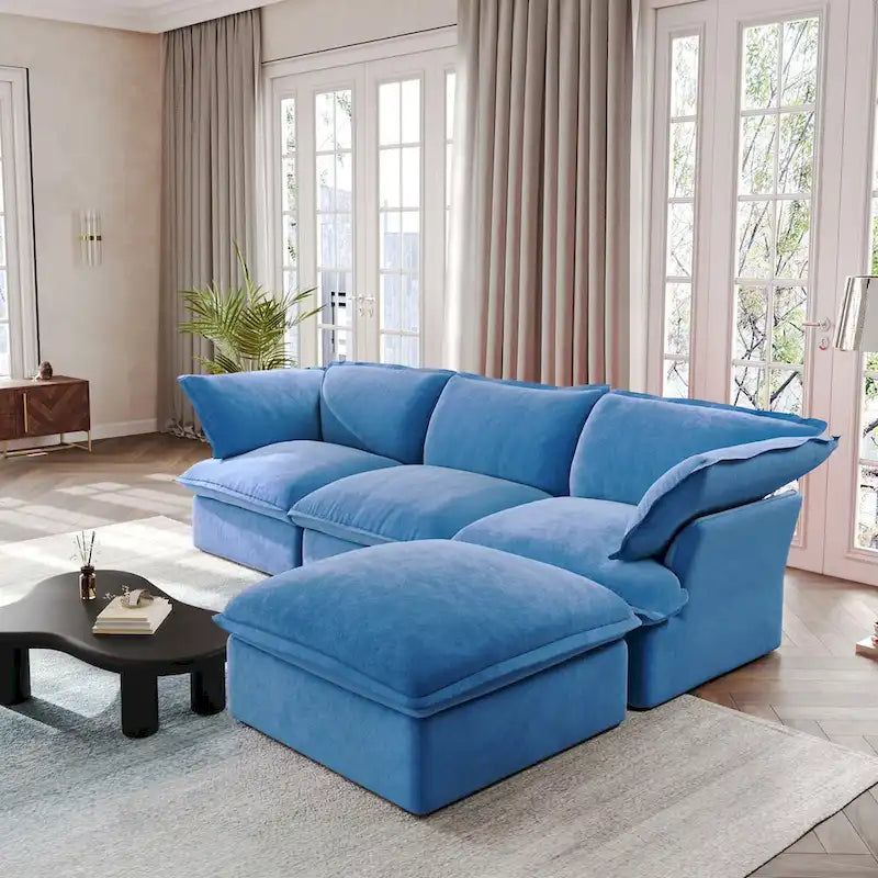 Modern L-Shaped Sectional Sofa with Chaise Ottoman - Deep and Comfortable Modular Design 16