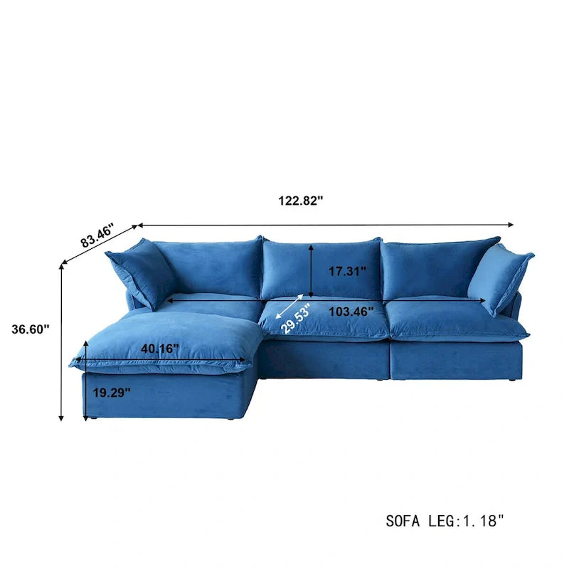 Modern L-Shaped Sectional Sofa with Chaise Ottoman - Deep and Comfortable Modular Design 25