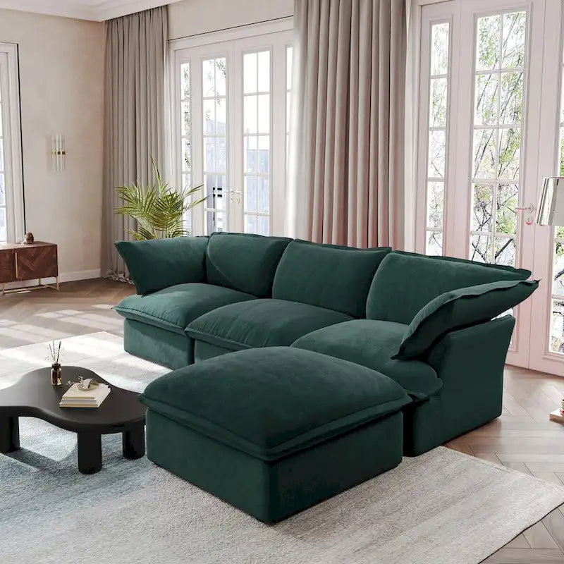 Modern L-Shaped Sectional Sofa with Chaise Ottoman - Deep and Comfortable Modular Design 26