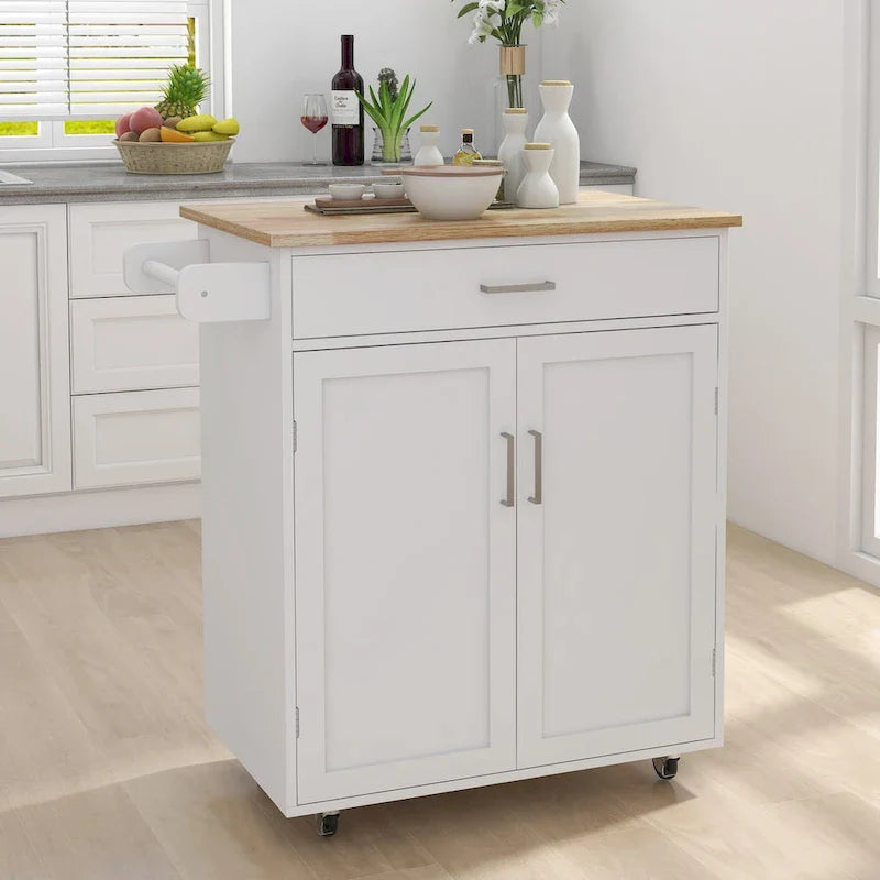 Adjustable Shelf Rolling Kitchen Island Trolley Cart 1
