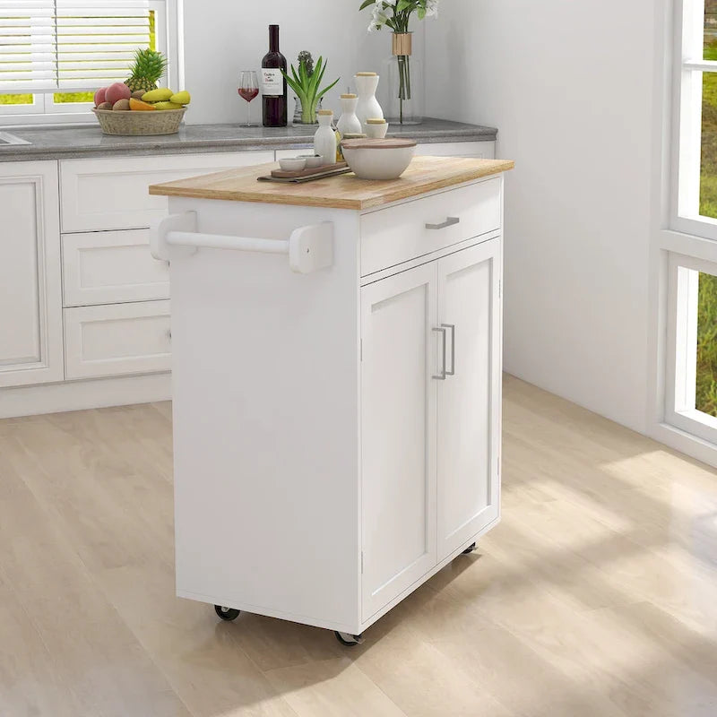 Adjustable Shelf Rolling Kitchen Island Trolley Cart 2