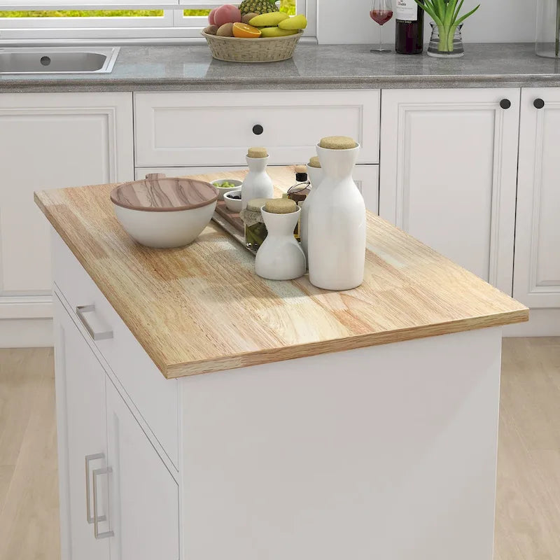 Adjustable Shelf Rolling Kitchen Island Trolley Cart 3