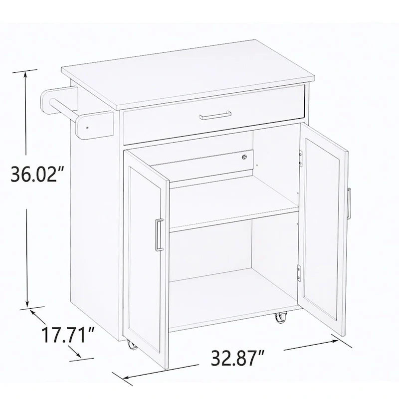 Adjustable Shelf Rolling Kitchen Island Trolley Cart 8