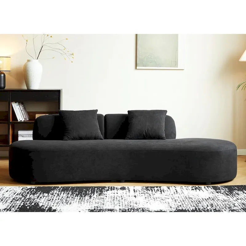 90.2-Inch Curved Velvet Half Moon Sofa for Living Room 1