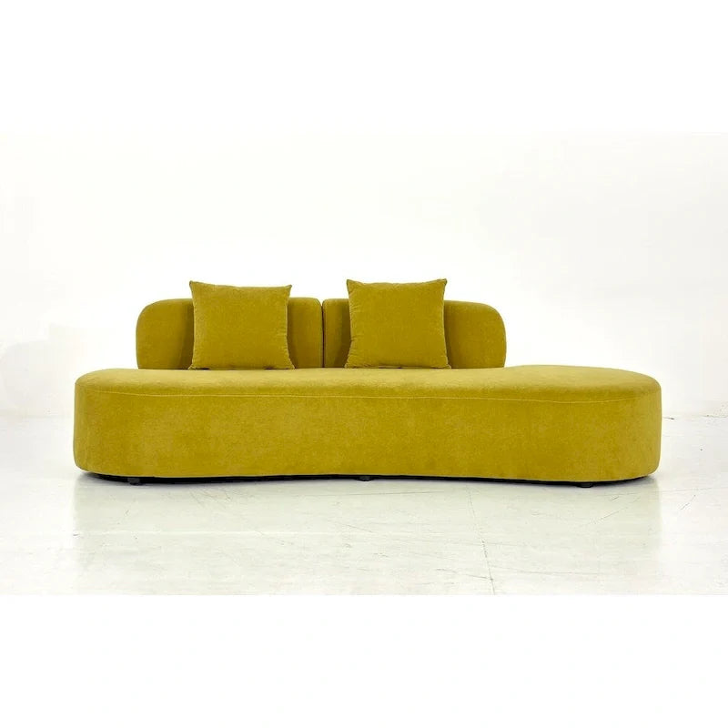 90.2-Inch Curved Velvet Half Moon Sofa for Living Room 4