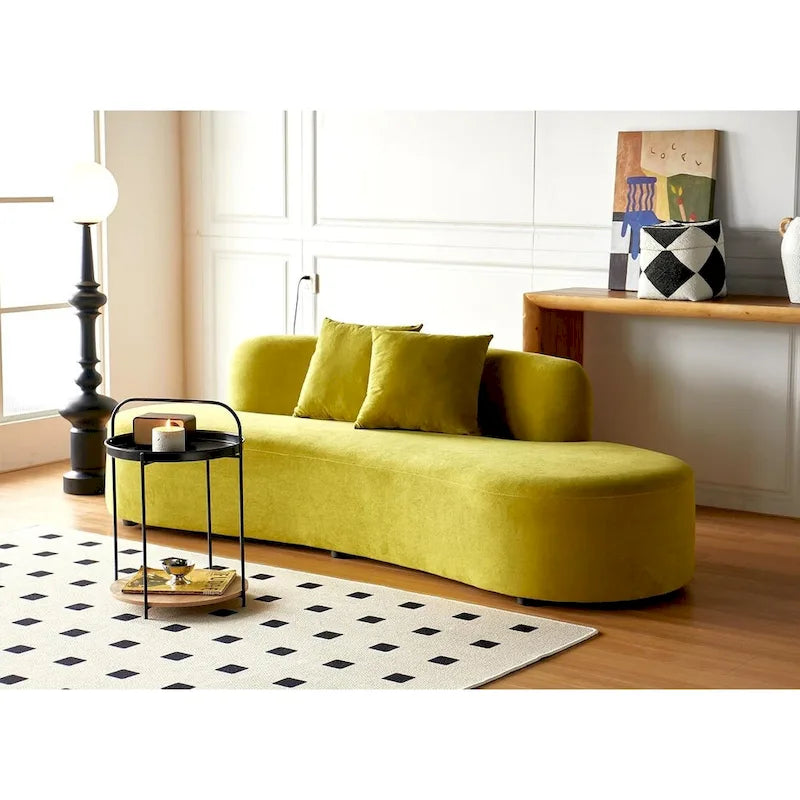 90.2-Inch Curved Velvet Half Moon Sofa for Living Room 5