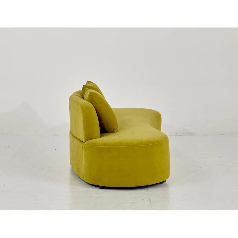 90.2-Inch Curved Velvet Half Moon Sofa for Living Room 7