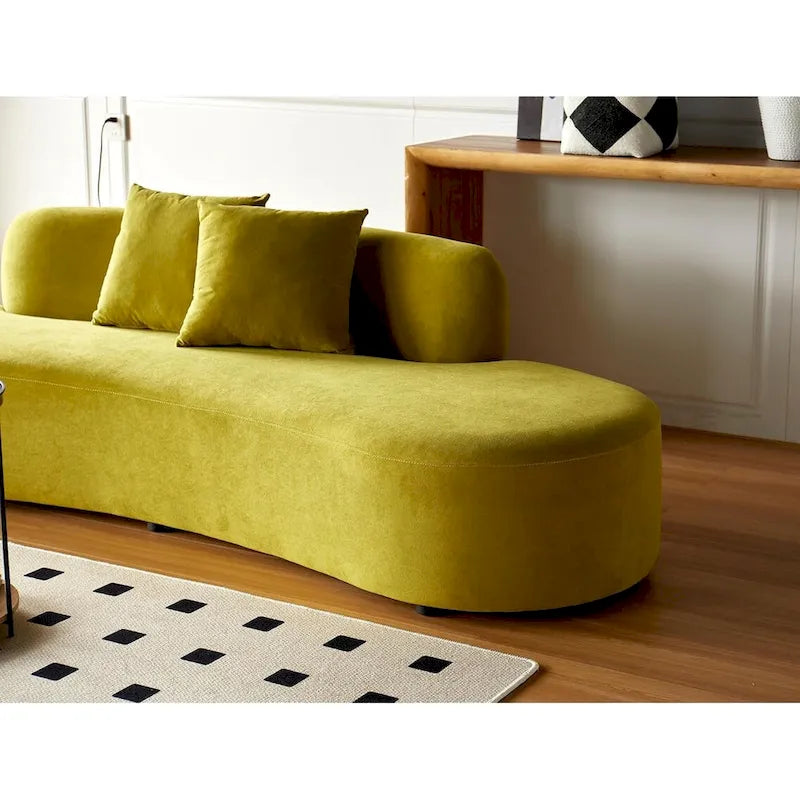 90.2-Inch Curved Velvet Half Moon Sofa for Living Room 10