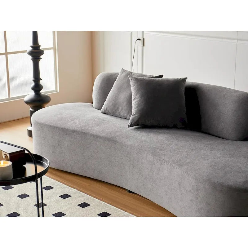 90.2-Inch Curved Velvet Half Moon Sofa for Living Room 14