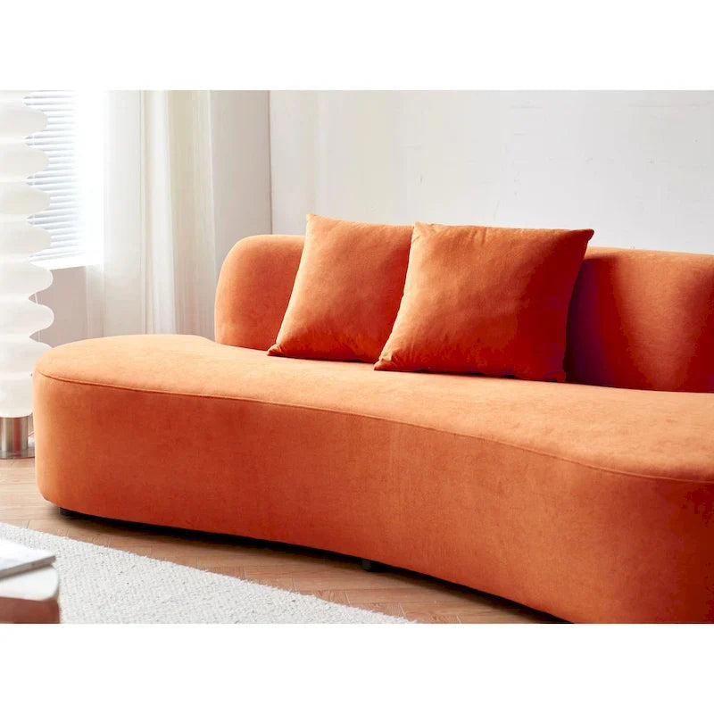 90.2-Inch Curved Velvet Half Moon Sofa for Living Room 19