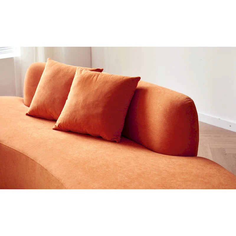 90.2-Inch Curved Velvet Half Moon Sofa for Living Room 20