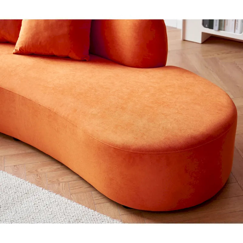 90.2-Inch Curved Velvet Half Moon Sofa for Living Room 21