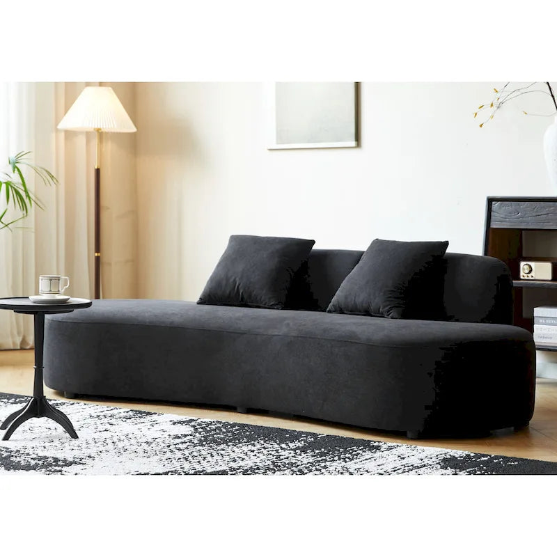 90.2-Inch Curved Velvet Half Moon Sofa for Living Room 26