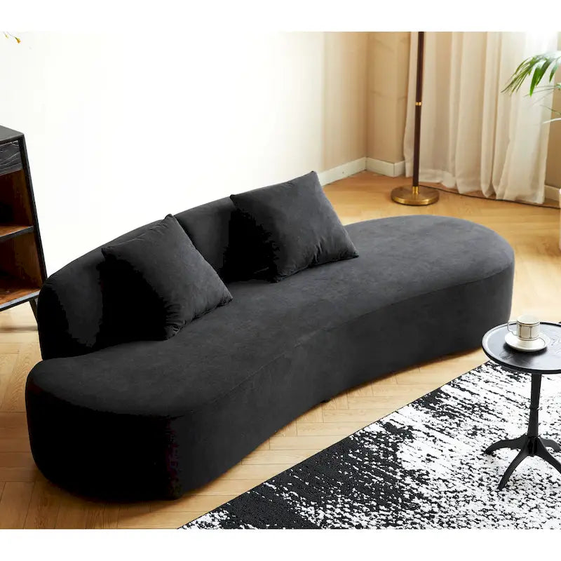 90.2-Inch Curved Velvet Half Moon Sofa for Living Room 27
