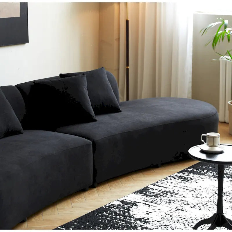 90.2-Inch Curved Velvet Half Moon Sofa for Living Room 28