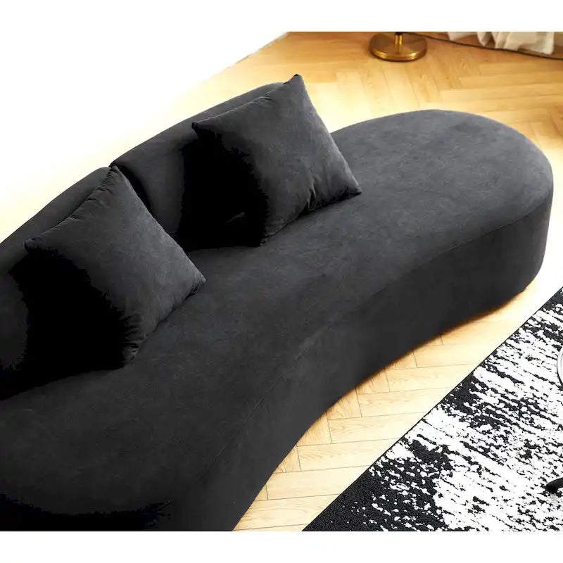90.2-Inch Curved Velvet Half Moon Sofa for Living Room 29