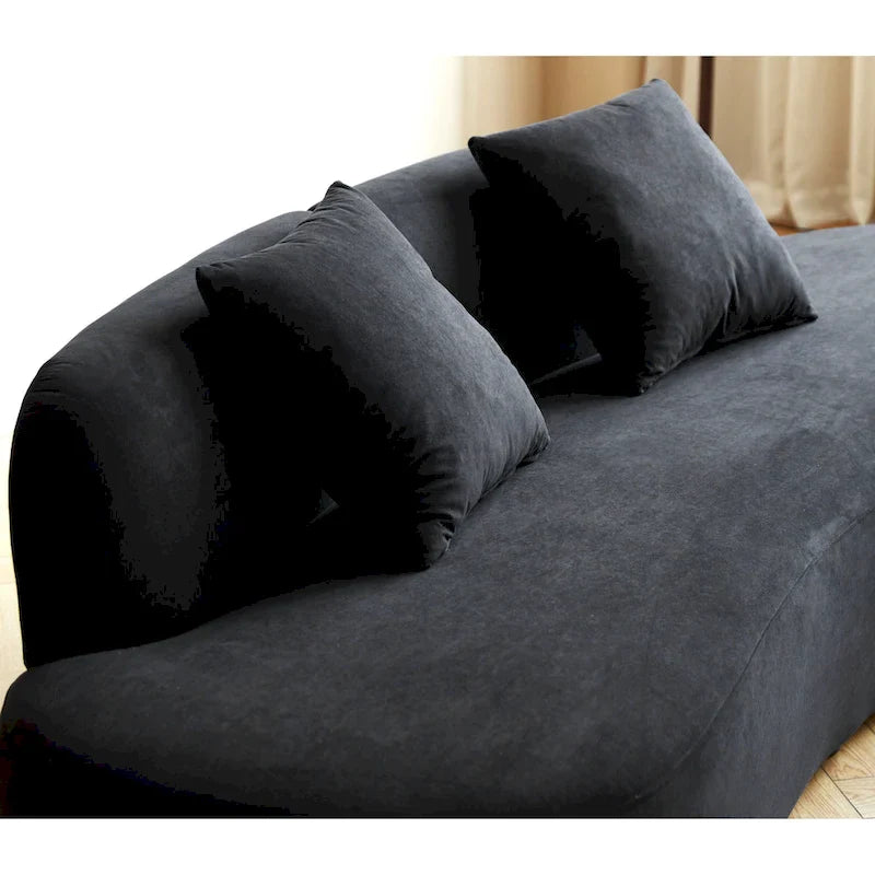 90.2-Inch Curved Velvet Half Moon Sofa for Living Room 30