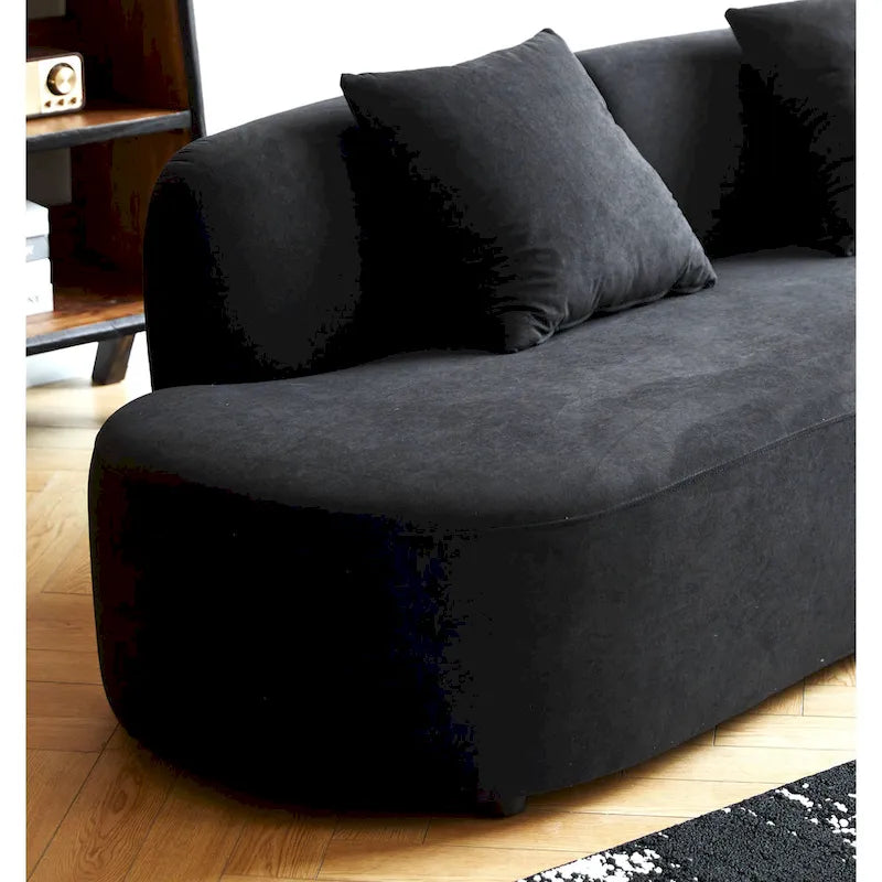 90.2-Inch Curved Velvet Half Moon Sofa for Living Room 31